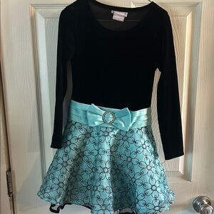 Elegant Black and Blue Kids Casual Dress